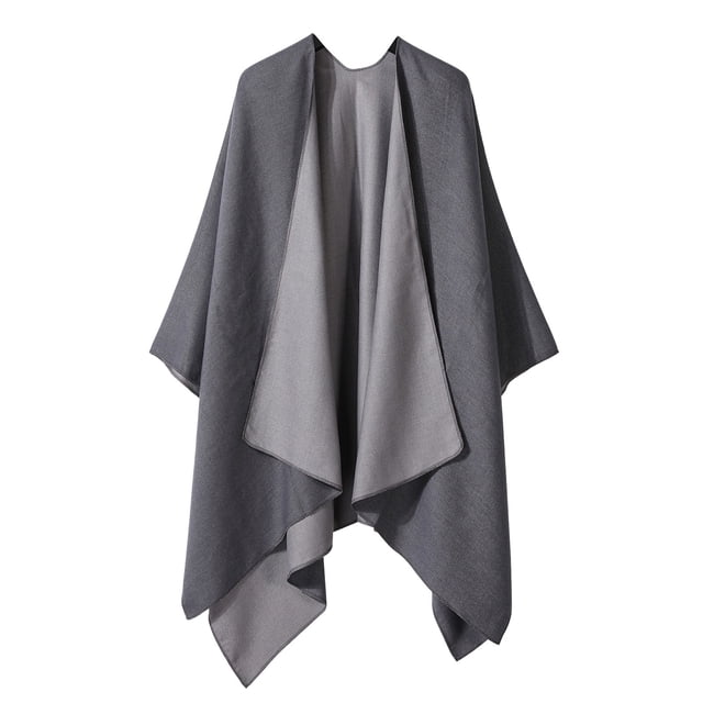 Cape Imitation Couleur Unie Automne Hiver avec Châle Chaud sur le Dessus