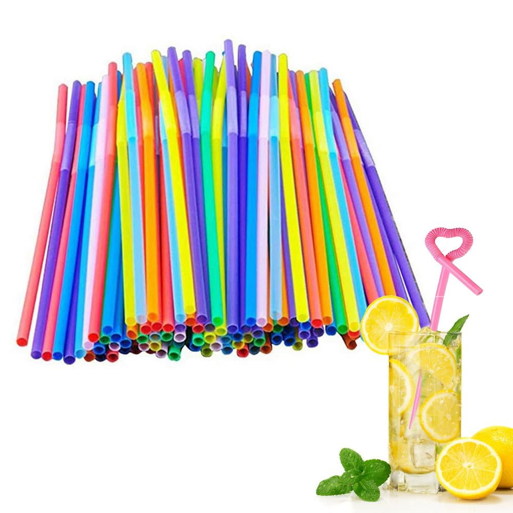 100PCS 10.2" 26cm BLACK COCKTAIL SMOOTHIE BENDY DRINK DRINKING STRAW PARTY 