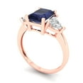 thumbnail image 2 of 2.82 ctw 3 Stone Anniversary Ring for Women | Emerald Cut Simulated Blue Sapphire | Hyperallergenic Solid 14K Rose Gold, 2 of 5