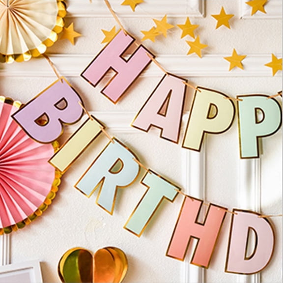 300cm Happy Birthday Paper Banner Wall Hanging Bunting Garland Home Party Decor Happy Birthday Banner Birthday Party Decoration Garland Hanging Pull Flag Pennant