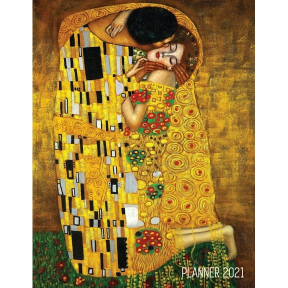 Gustav Klimt Planner 2021: The Kiss Daily Organizer (12 Months) Romantic Gold Art Nouveau / Jugendstil Painting For Fami, (Paperback)