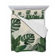 thumbnail image 7 of Quilts Queen Size Bedding Set, Monstera Leaves Lightweight Quilted Comforter, Summer Green Tropical Plants Leaf Beige Soft Reversible Bedspread Coverlet with Pillow Covers for All Season, 90" x 96", 7 of 7