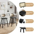 thumbnail image 2 of WOOW DEPOT PU Bar Stools 26" Counter Height w/ Rattan Back Set of 4, Modern Black Bent Wood Bartool Leather Upholstered Chair for Kitchen Pub Island Dining Room, 2 of 9
