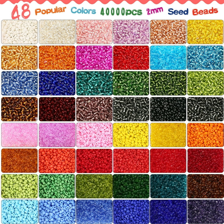 40000pc 2mm 12/0 Glass Seed Beads for Jewelry Making Necklace Ring Bracelet  Kits
