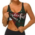 thumbnail image 4 of Haiem Wonderful Time Christmas Pattern Womens Sports Bra - U Neck Padded Low Impact Yoga Bra Workout Crop Top Gym Moisture-Wicking Workout Vest -XX-Large, 4 of 9