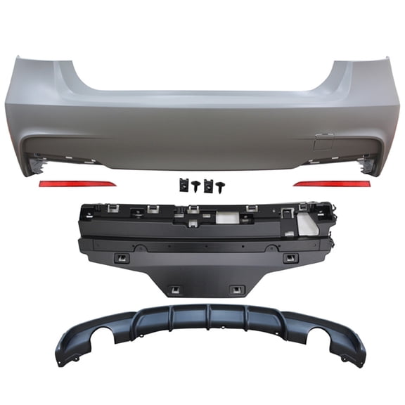 Ikon Motorsports Compatible with 12-18 F30 335i M Performance Rear Bumper Cover Single Muffler Twin Outlet