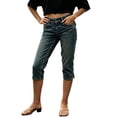 thumbnail image 4 of TEAJOPSUU Capri Jeans for Women Mid Rise Roll Hem Straight Leg Denim Pants Casual Summer Button Zipper Stretchy Capris Blue, 4 of 7