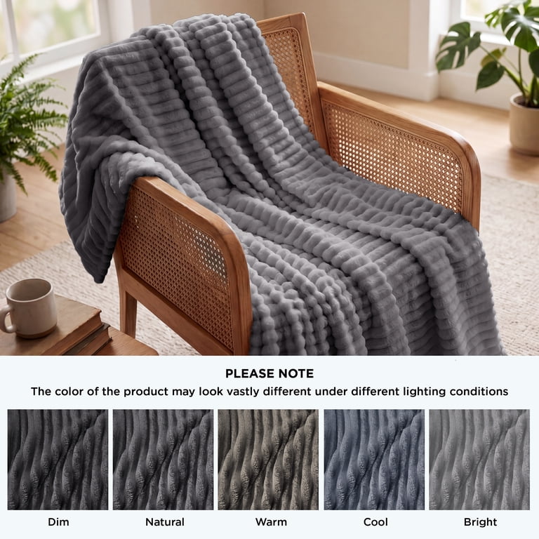 U by Bedsure Grey Fleece Throw Blanket 50x60 photo 8