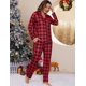 thumbnail image 3 of Conjunto de pijama ZMJ camisa y pantalones de manga larga a cuadros rojos y negros, 3 of 6