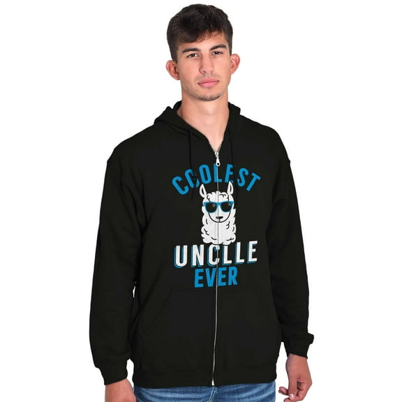 Best Llama Uncle Fathers Day Birthday Men's Big & Tall Graphic Zip Up Hoodie Brisco Brands 2X