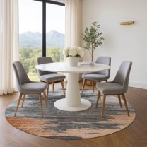 Addison Rugs Mayfield Premium Machine Washable Transitional Abstract Paprika Round Rug, 8' x 8'