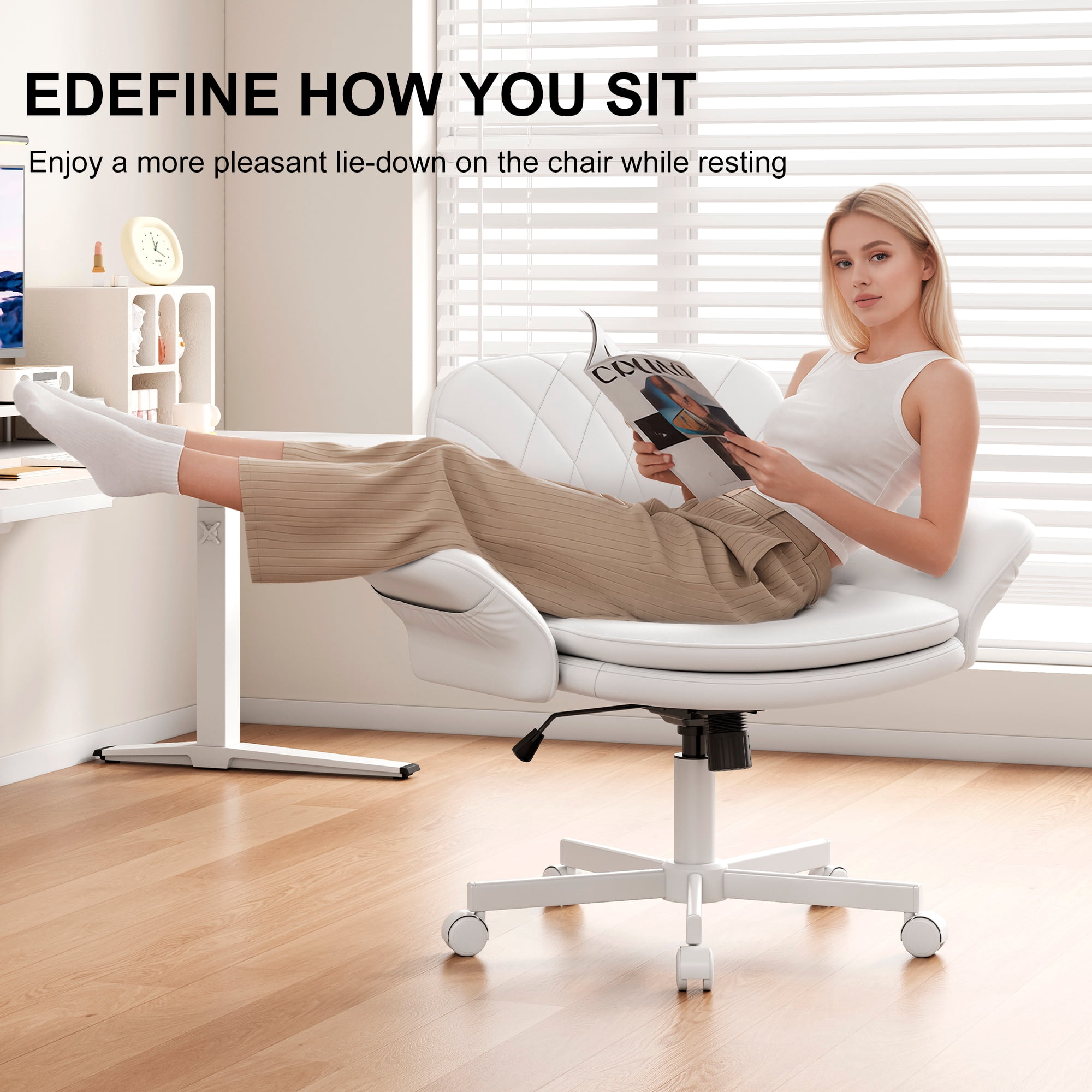 Misolant Big and Tall Office Chair, Computer Chair with Soft Adjustable Armrests, Ergonomic Gaming Chair with Breathable Linen Design, Executive Chairs with Footrest