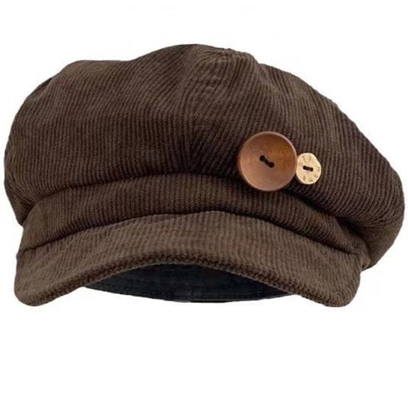 vlrwzc Vintage Corduroy Beret Hat Women's Corduroy Caps Button Octagonal Cap Newsboy Hat Autumn Winter Painter Beret Cap Artist Hats