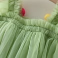 thumbnail image 5 of AJTQTH Sundress for Girls Toddler Baby Cute Square Neck Flutter Sleeve Mesh Layered Princess Dress 3D Flower Appliques Gowns Frocks Midi Drss Green 6 Months, 5 of 8