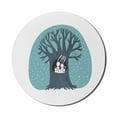 thumbnail image 1 of Tree Mouse Pad for Computers, Leafless Winter Tree with Bunch of Rabbit on Its Hollow and Birds on Branches Snowfall, Round Non-Slip Thick Rubber Modern Mousepad, 8" Round, Multicolor, by Ambesonne, 1 of 2