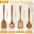 thumbnail image 4 of Qenwkxz 4 Pcs Wood Utensil Set Long Lasting Wood Cooking Utensil Set with Ergonomic Handle and Hanging Hole for Frying Serving Sauce Scooping Soup, 4 of 10