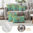 thumbnail image 6 of Easter Bunny Pillow Covers 2 Pack Hand Painted Cute Rabbit Colorful Easter Eggs Floral Green Pillowcase Waterproof Outdoor Throw Pillow Cover for Patio Garden Square Cushion 18”x18”, 6 of 9