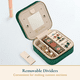 thumbnail image 5 of ComfiTime Estuche de Viaje para Joyas con Espejo: Organizador de Terciopelo para Hombres y Mujeres, Pequeño Joyero para Pendientes, Pulseras y Relojes, Porta Joyas con Divisor Extraíble, 5 of 11