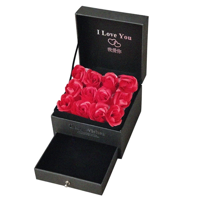 Advancent Caja de regalo de flores Cajón de Caja de flores Decoración de doble capa Organizador de joyas de flores Kits de decoración para fiestas Rojo Caja de 12 cajones