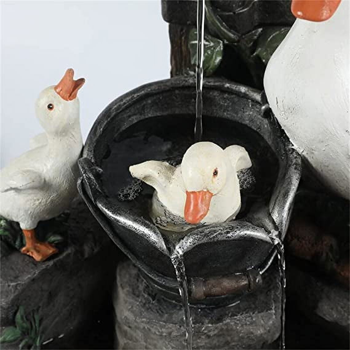 Nvzi Solar Light Resin Duck Fountain Outdoor, Multicolor