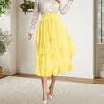 thumbnail image 2 of KHONTS Tulle Skirts for Women Midi Long Fairy Skirt Tutu A-Line Mesh Layered High Waist Elastic Skirts Yellow XL, 2 of 4