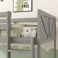 thumbnail image 4 of PORKISS Low Bunk Beds for Kids, New Upgraded Twin Over Twin Floor Bunk Bed with Ladder, Modern Bedroom Furniture Wood Bunk Bed for Boys Girls Teens, Easy Assembly, Antique White, 4 of 12
