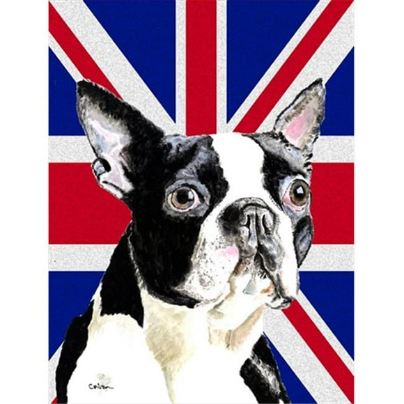 Boston Terrier With English Union Jack British Flag Flag Garden Size
