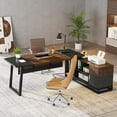 thumbnail image 2 of Tribesigns 67” Executive Desk and 55” Lateral File Cabinet, Large L-Shaped Computer Desk with Storage Cabinet and Shelves, 2 of 7