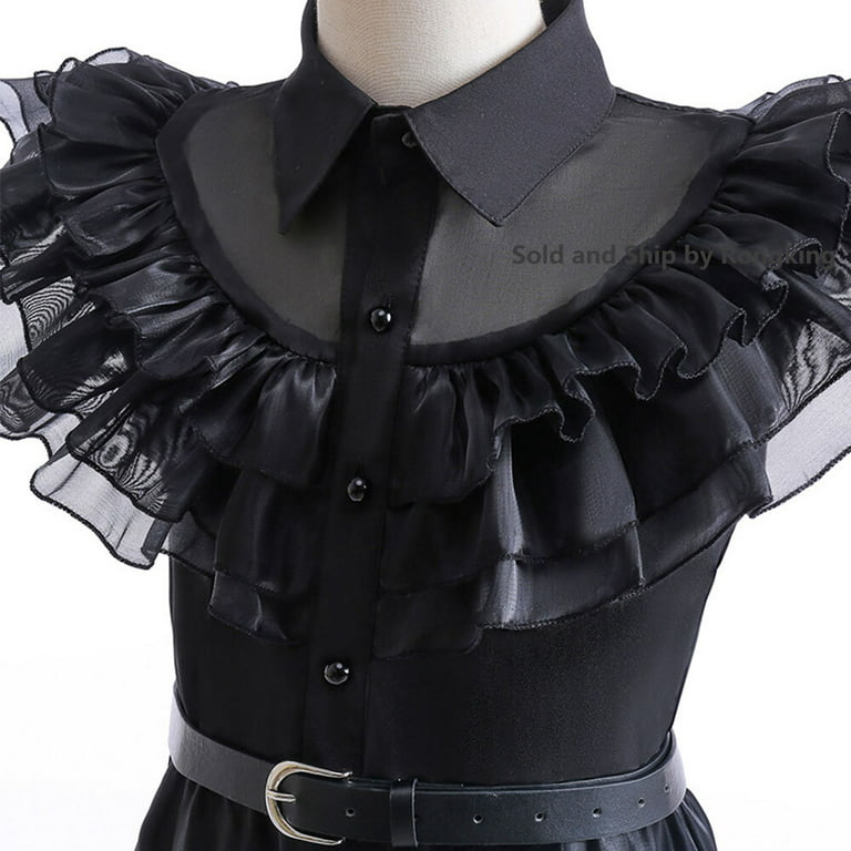 Glowing Girls Wednesday Addams Dress Costume Cosplay Halloween Outfit