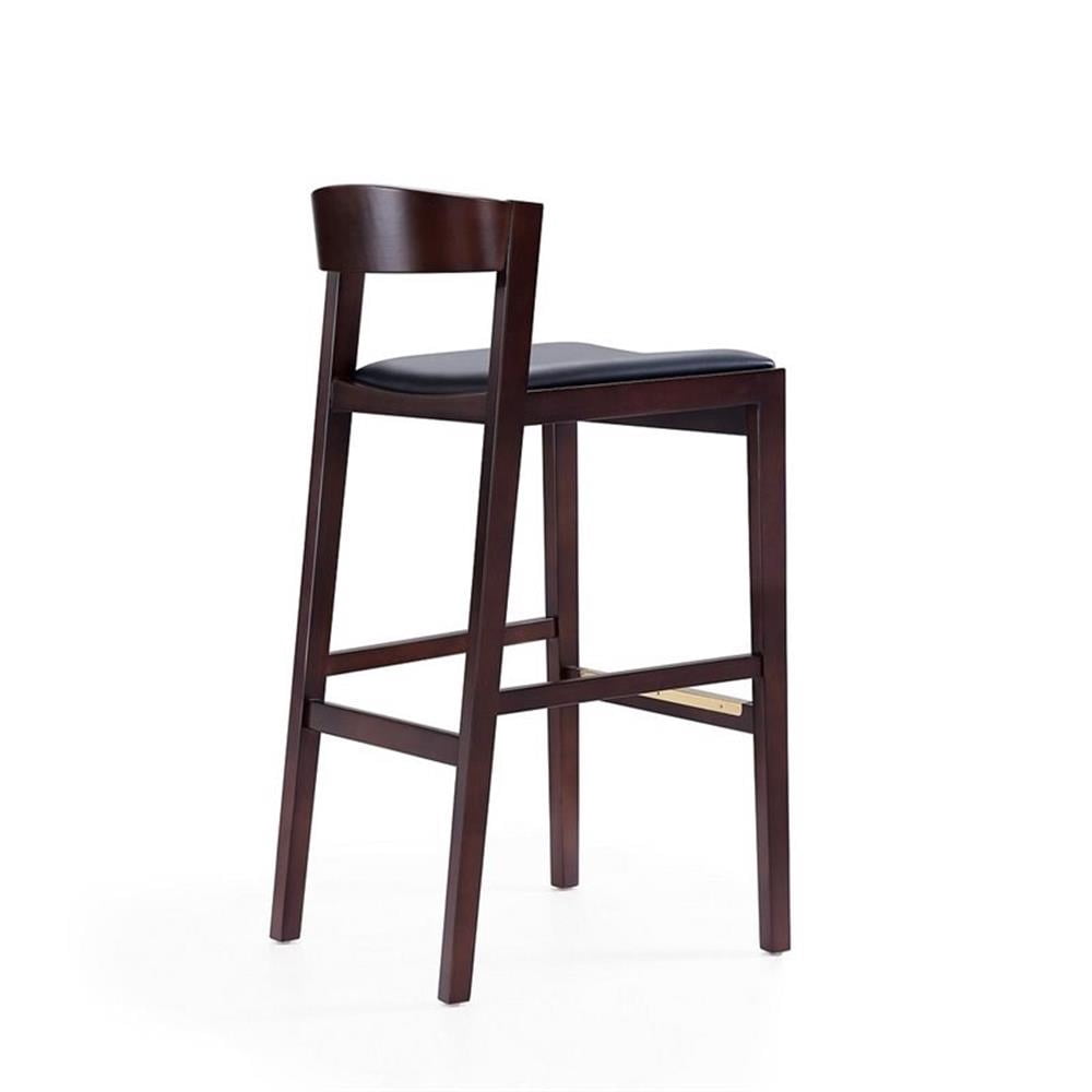 Manhattan Comfort Klismos 30.5" Faux Leather Barstool in Black (Set of 3)