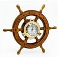 thumbnail image 5 of Wooden Ship Wheel (Jhanjhat Solid Brass Polished Porthole Clock) - White Roman Dial - (12 Inches), 5 of 8