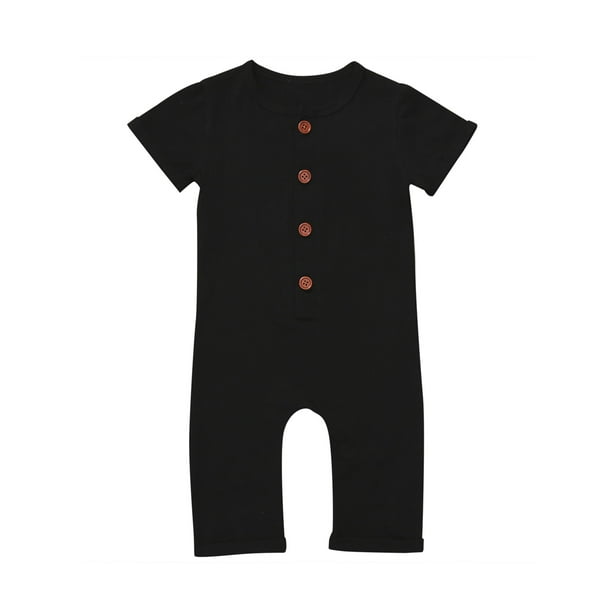 Suanet Infant Boys Black And Grey Button Up Romper Short Sleeve ...