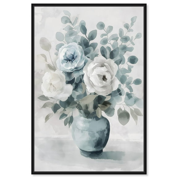 Ocean Mist Flower Canvas Farmhouse Floral Art by Art Remedy, Black Frame, 10" x 15"