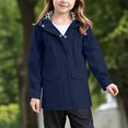 thumbnail image 2 of Fall Jackets for Kids Girls with a Hood Age 2~10 Kids Hooded Button Down Jacket Rain Jacket Raincoat with Bow Cover Long Rainwear, 2 of 9