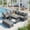 Gray, variant on 4 Pieces Outdoor Patio Furniture Set, Outdoor PE Conversation Set with Cushion, Glass Table, Pillow, Blue