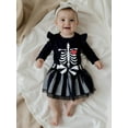 thumbnail image 5 of BemeyourBBs Baby Girls Halloween Outfits Skeleton Print Romper and Striped Skirt, 5 of 9