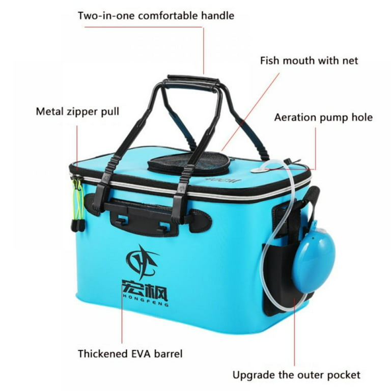 Canopy Fishing Bucket, Foldable Fish Bucket, Live Fish Container Multi-functional Fish Live Lures Bucket Outdoor Eva Fishing Bag for Fishing, Keep The Bait