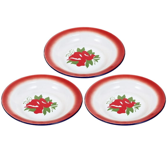 FELTECHELECTR 3Pcs Snack Plate Enamel Dishes Assorted Color 7.9in Spring Festival Thanksgiving New Year Serving