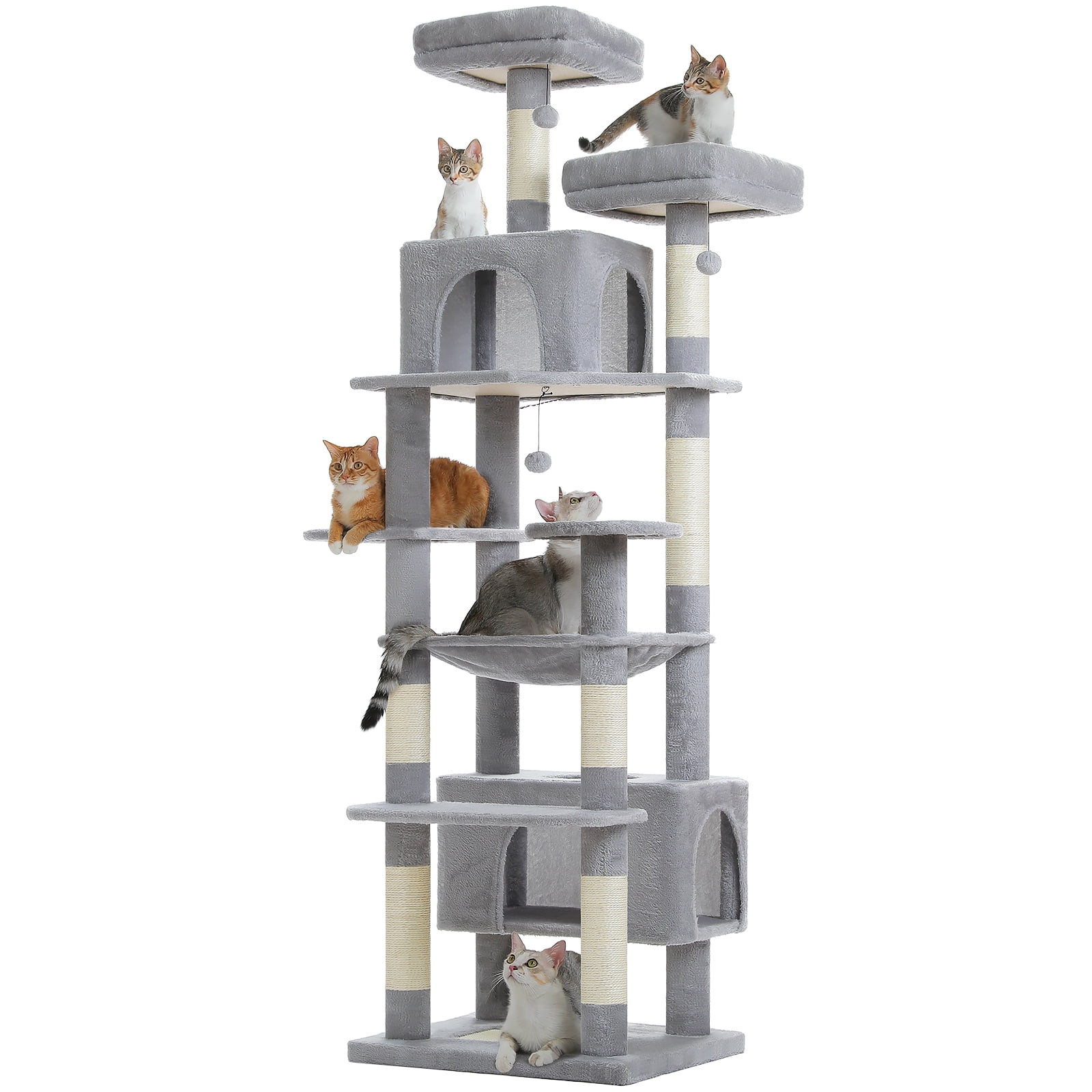 PEQULTI 81"Extra Large Cat Tree for Indoor Cat Tall Cat Tower with 7 scracthing posts Gray