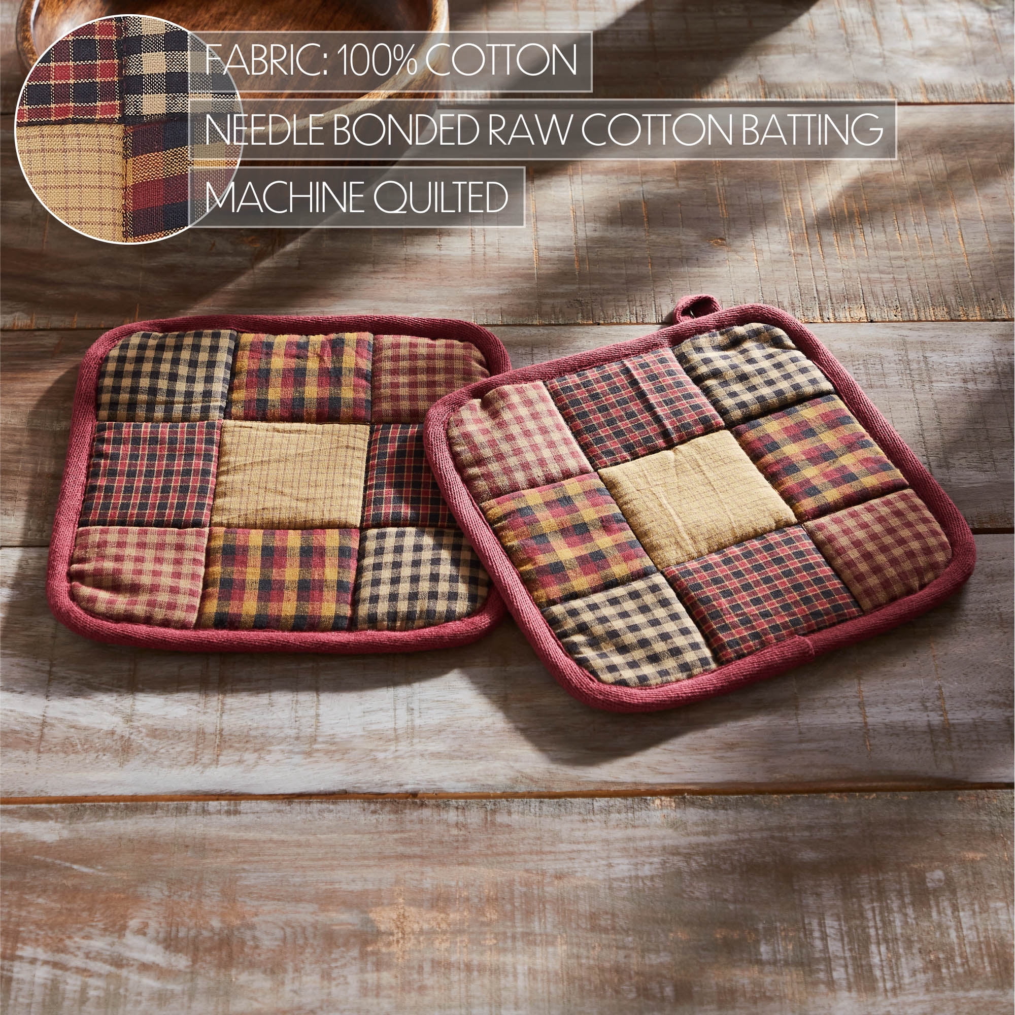VHC Brands Heritage Farms 4PC Set 2 Oven Mitts and 2 Pot Holders