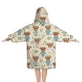 thumbnail image 2 of Beige Highland Cow Flower Pajama Pattern Blanket Hoodies for Kids 6-13YR Oversize Wearable Blanket Hoodies for Boys Girls Teens, 2 of 7