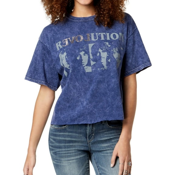 True Vintage Womens Revolution Graphic T-Shirt, Blue, Large