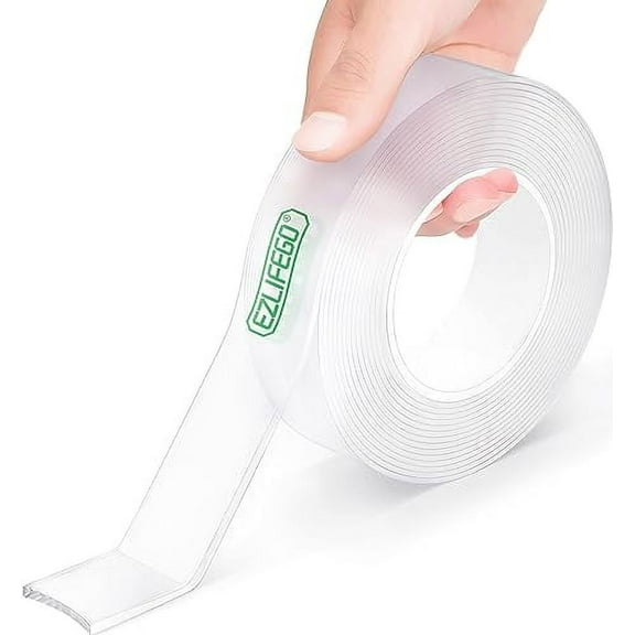 EZlifego Double Sided Tape Heavy Duty (9.85FT), Multipurpose Removable Mounting Tape Adhesive Grip,Washable Strong Sticky Wall Tape Strips Transparent Tape Poster Carpet Tape for Paste Items,Household