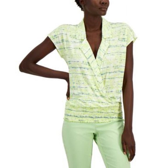 MSRP $60 Alfani Abstract-Print Top Yellow Size Large