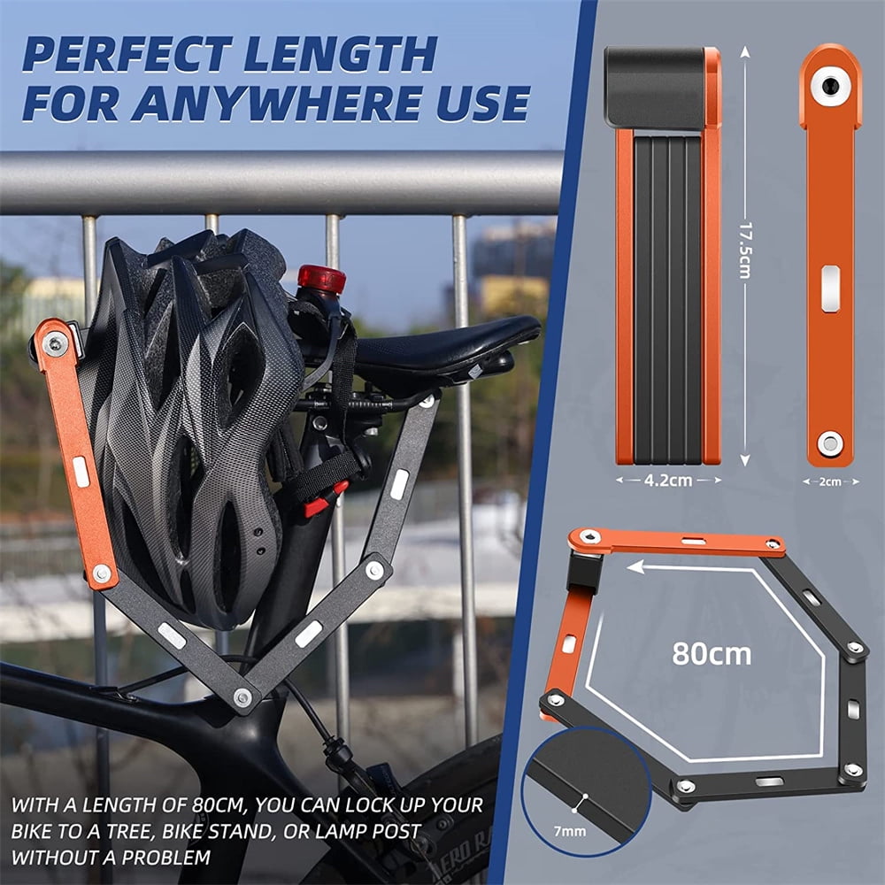 NOGIS Folding Bike Lock - Compact Bicycle Lock with 2 Keys, 2.6 FT Heavy Duty Anti Theft Bike Foldable Locks - Bicycle Security Chain Lock with Mounting Bracket for Electric Scooter Bikes