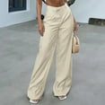 thumbnail image 2 of Kureaily Women's Casual High Waisted Tie Side Plicated Wide Leg Pants Women Stretchy Trousers, 2 of 4