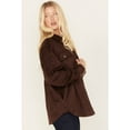 thumbnail image 2 of Cleo + Wolf Women's Faux Suede Shacket Chocolate X-Large  US, 2 of 4