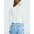 thumbnail image 3 of Scoop Women's and Women's Plus Peplum Ruffle Cardigan Sweater, Lightweight, Sizes XS-4X, 3 of 5