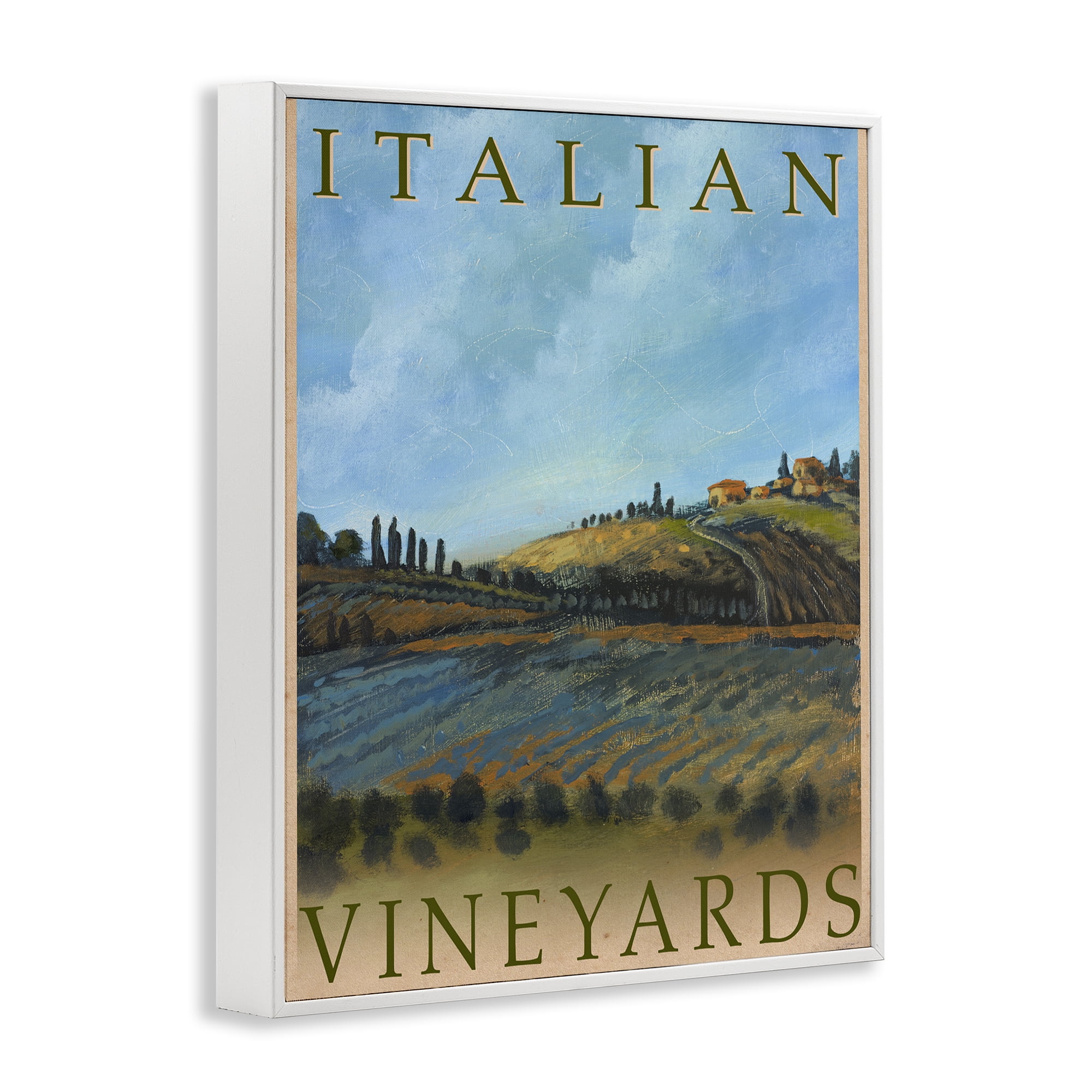 Stupell Industries Italian Vineyards Vintage Poster White Framed Giclee Art, design by Kingsley