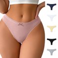 thumbnail image 2 of Qingpeng Womens Low Rise Lace Trim Thong Solid Color Bow Detail Panties Breathable Underwear Size S-XL, 2 of 5